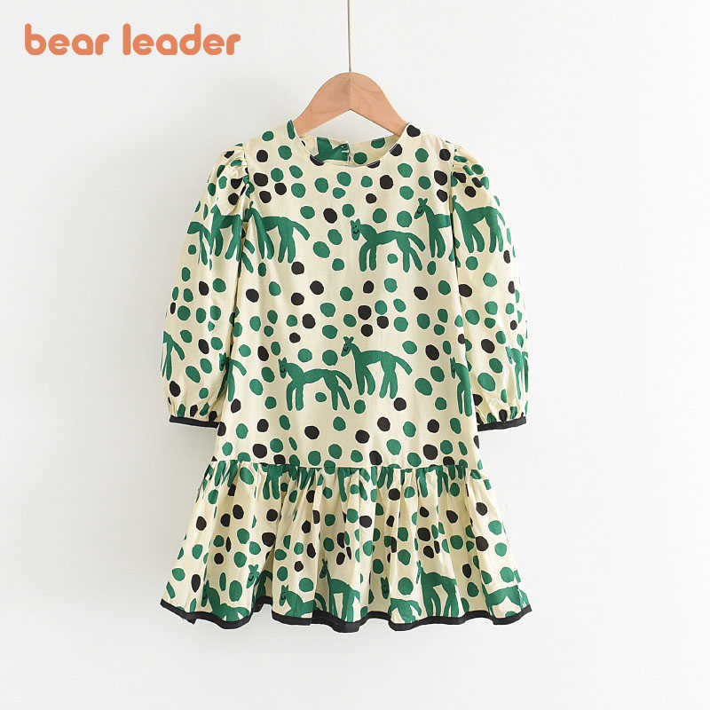 

Bear Leader Spring Thin Polka Dot Casual Dress For Girl Fashion Cartoon Ruffles Vestidos Long Sleeve Children Costumes 3-7 Years 210708, Ax1852green
