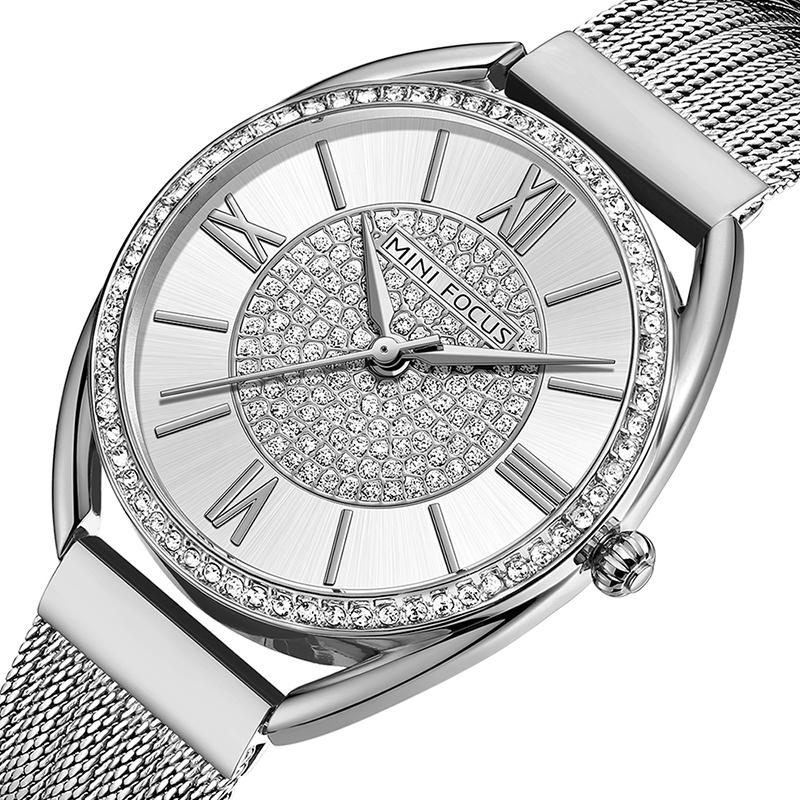 

Wristwatches 2021Brand Women Watches Fashion Roman Number Ladies Quartz Watch Bracelet Set Dial Simple Silver Luxury Whatches, 04