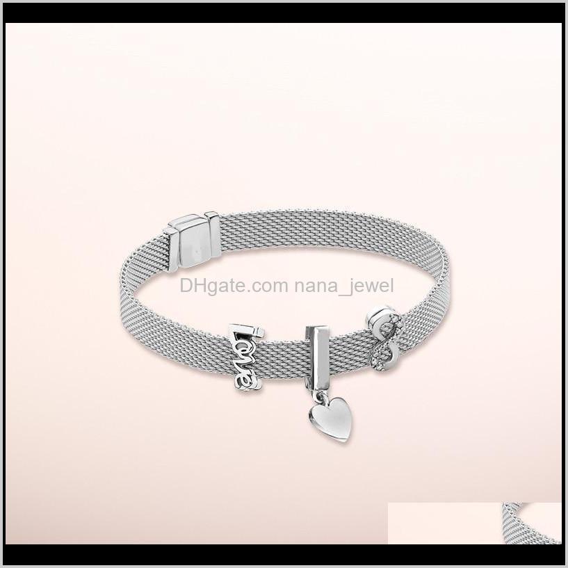 

Bracelets 925 Sterling Sier Rose Logo Reflection Crown Clip Eternal Charm For Pandora Style Bracelet Set Rvlem Btzuj