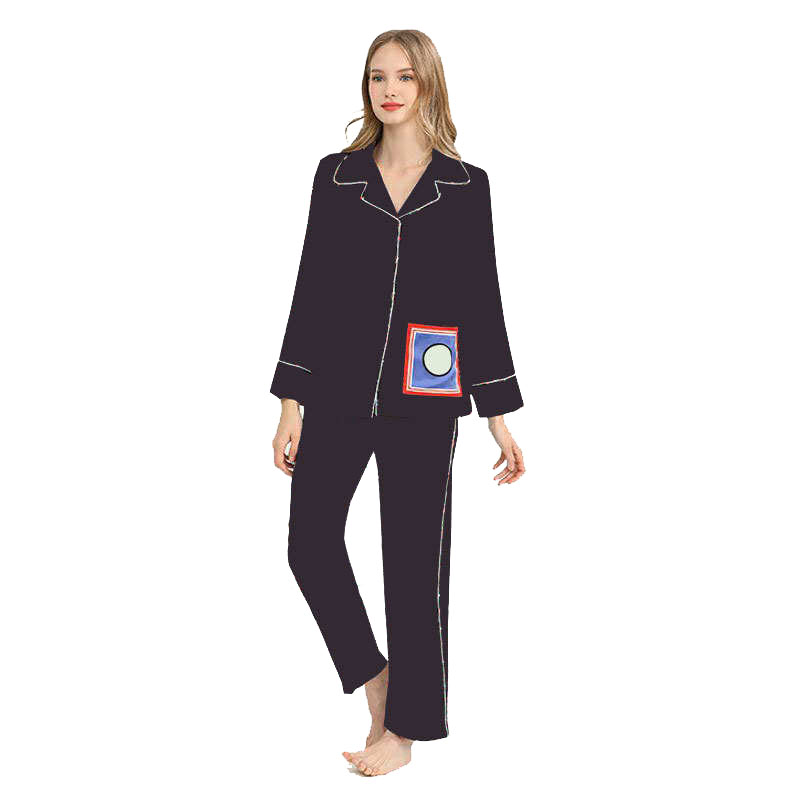 

Printed Womens Nightgown Sleepwear Pajamas Sets Fashion Satin Pyjamas Two Piece Long Sleeve Women Nightwear 2 Colors, White