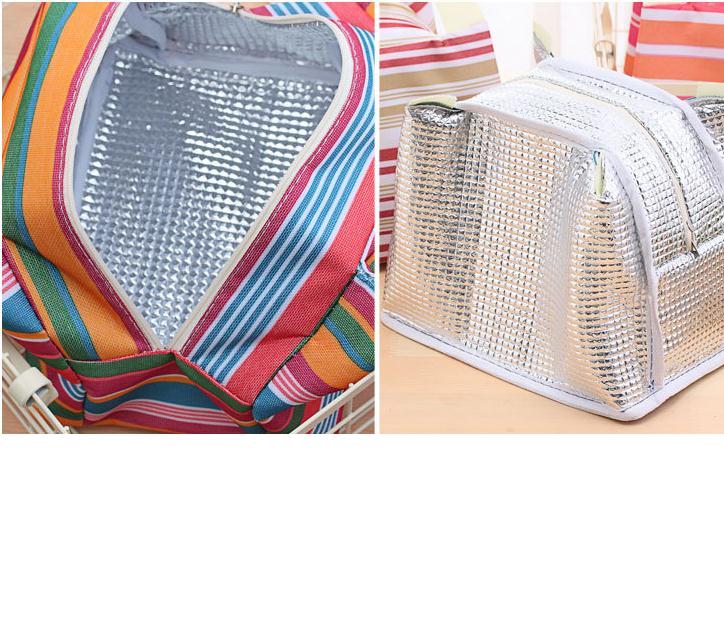 

2021 Hot Canvas Stripe Picnic Lunch Drink Thermal Insulated Cooler Tote Bag 450ML Portable Carry Case Lunch Box 6 Colors