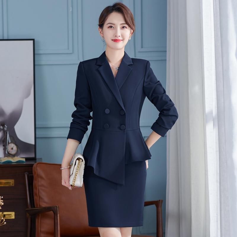 

Two Piece Dress Korean Autumn Suit Large Size Office Women's Business White-collar Formal Professional Work Red + Skirt