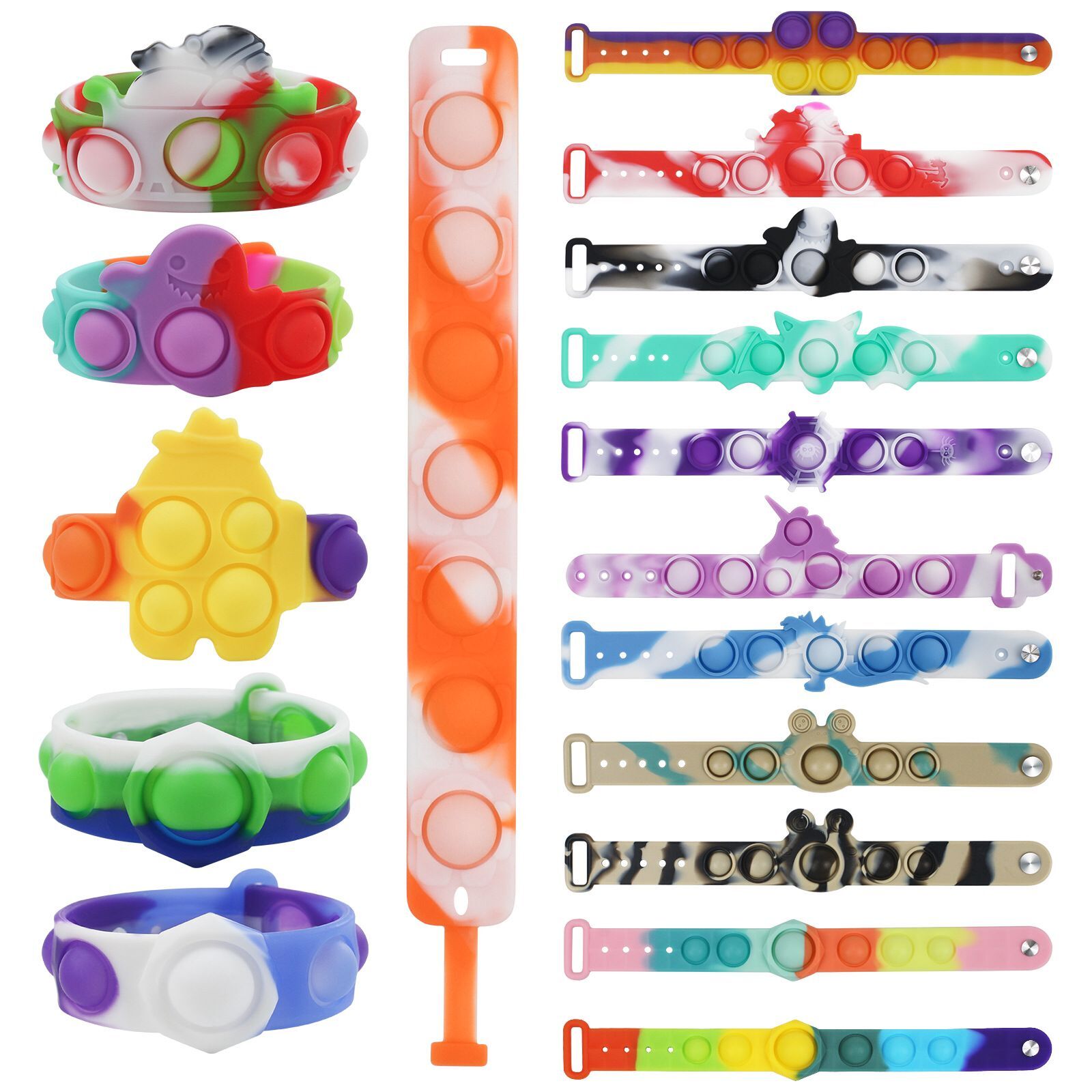 

Bracelets Fidget Toys Pack for Kids favor Dimple Digit Push Bubble Popping Silicone Wristband Boy and Girl Sensory Decompression Toy