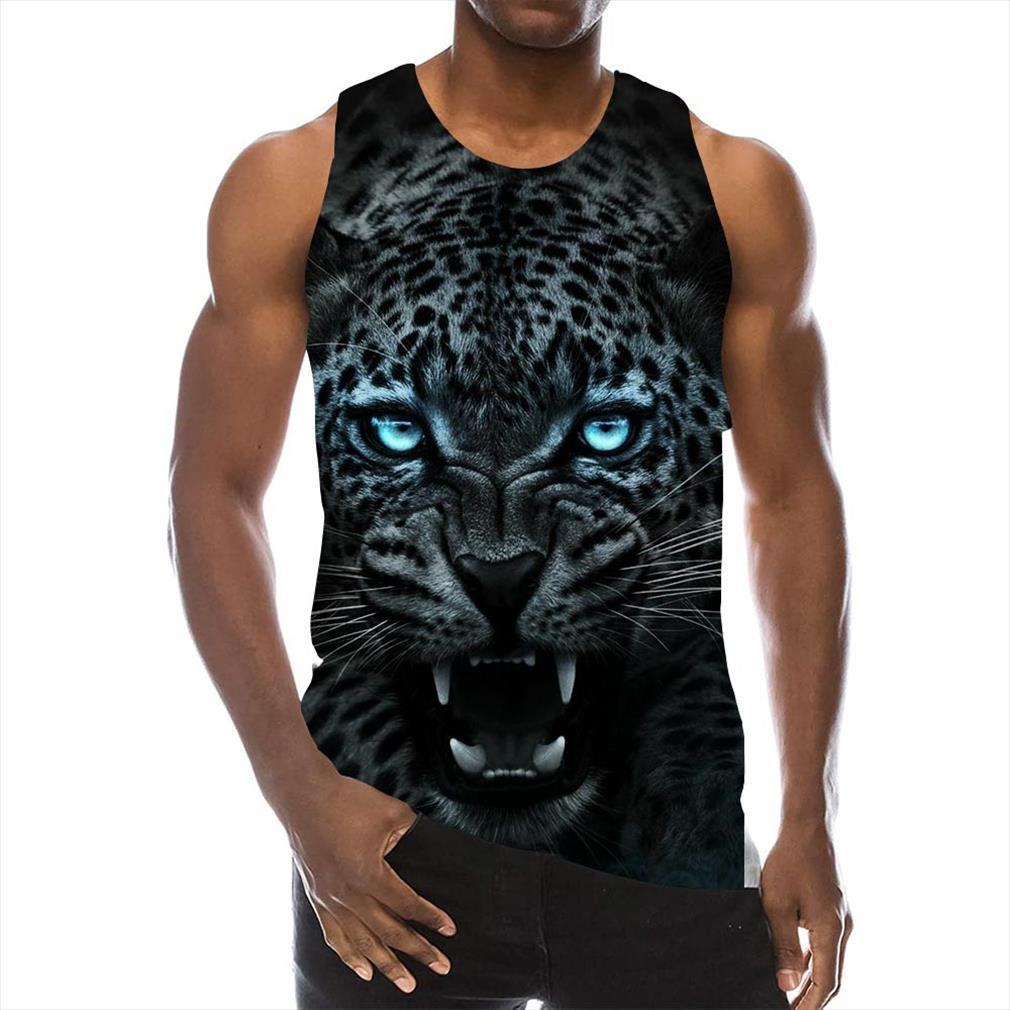 

jaguar tank for men 3d print fierce sleeveless pattern graphic vest, White;black
