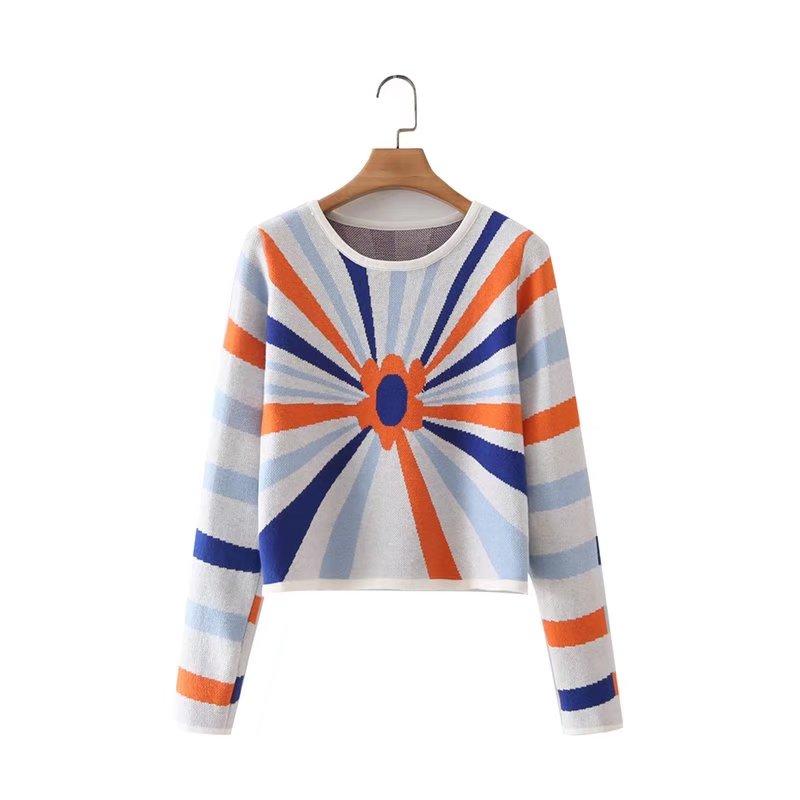 

Women's Sweaters Women Flower Crop Knitted Sweater Jumper Long Sleeve Female Pullovers, Multi