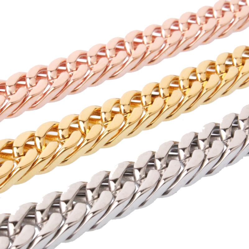 Chains Cuban Link Chain 8MM Wide Silver Gold Rose 316L Stainless Steel Necklaces For Men Women Fashion Jewelry Party Gift 7-40inch-image-723636954
