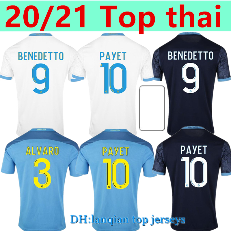 

Top thai Marseille soccer jersey Olympique De 20 21 OM maillot foot CUISANCE THAUVIN BENEDETTO KAMARA PAYET football shirts 999, Black;yellow