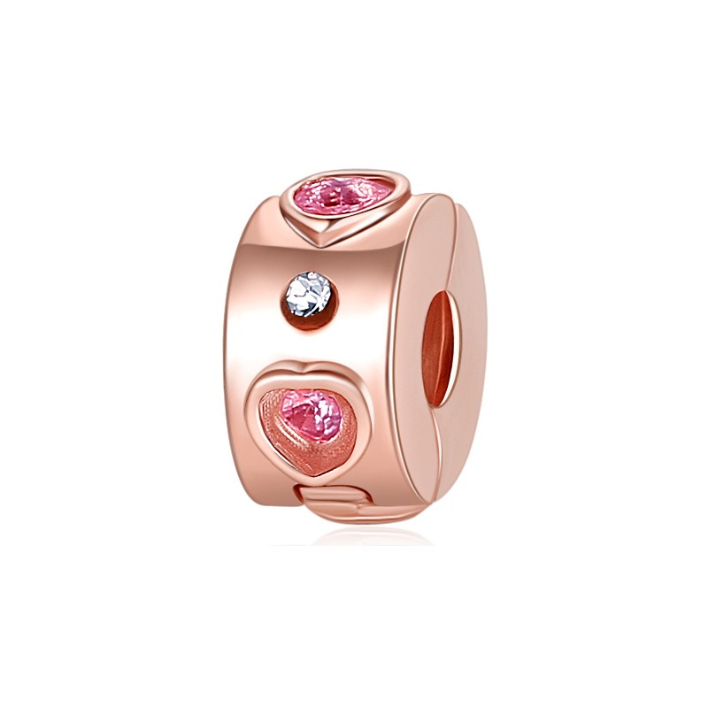 

Fits Pandora Biagi Bracelets 20Pc Rose Gold Heart Silver Safety Anti-Drop-Clip Buckle Charm Bead Stopper Beads For Wholesale Diy European Sterling Necklace Jewelry