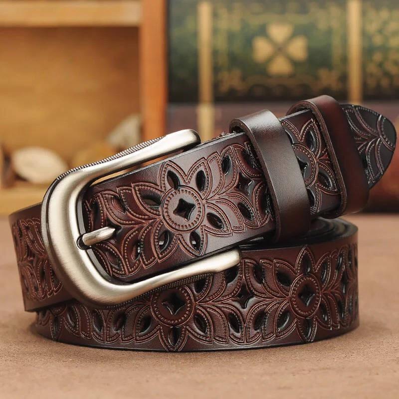 

Belts Genuine Leather For Women Second Layer Cowskin Woman Belt Vintage Pin Buckle Strap Jeans, White