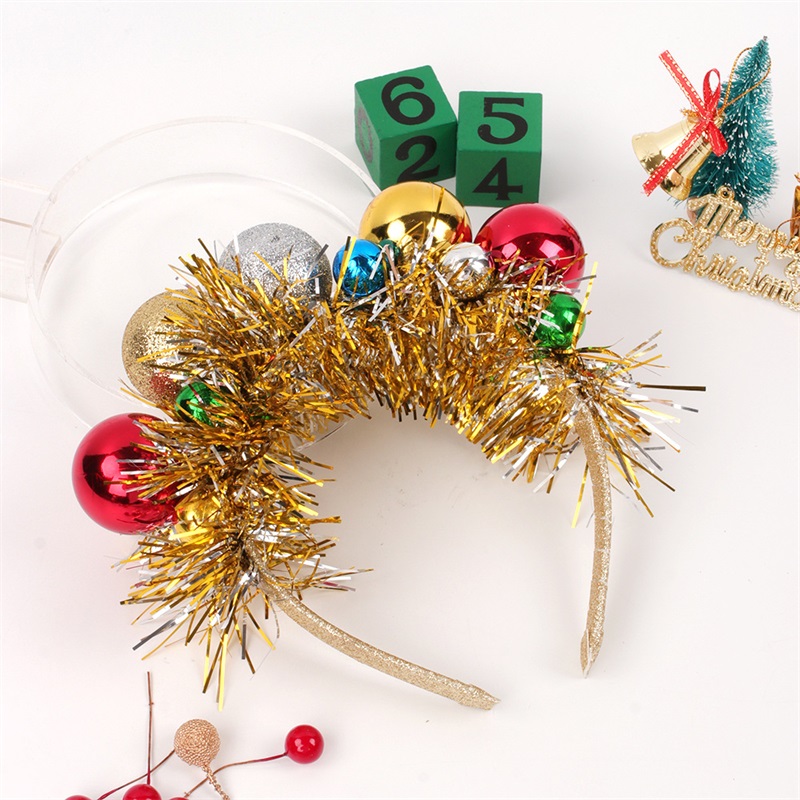 

Xmas Girls colorful ball sequins ribbon hair sticks children adult christmas party accessories boutique kids princess hairbands 349C3, As showed