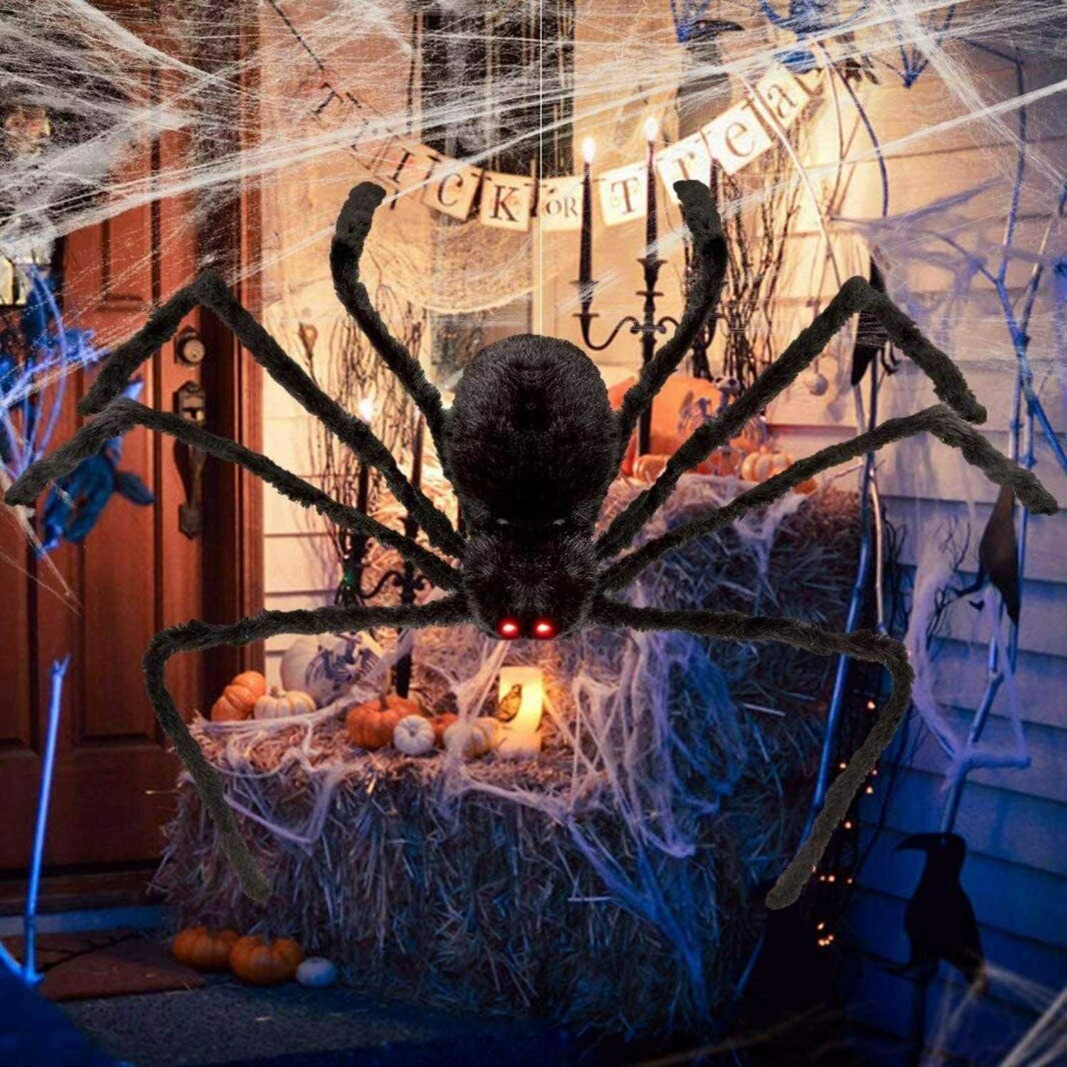 

Spider Halloween Decoration Haunted House Prop Indoor Outdoor Black Giant Q0811