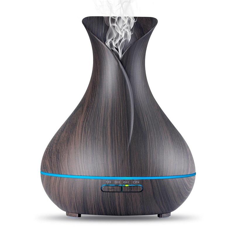 

Vase Shape Essential Oil Diffuser 500ML Air Humidifier Wood Grain 7 Color LED Light Ultrasonic Cool Mist Maker Aroma Humidifiers