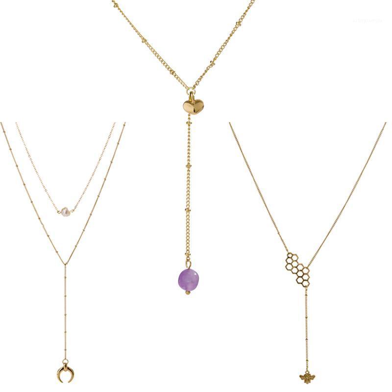 

Pendant Necklaces More Design Gold Jewelry Love Heart & Pendants Double Chain Choker Necklace Collar Women Statement, Silver