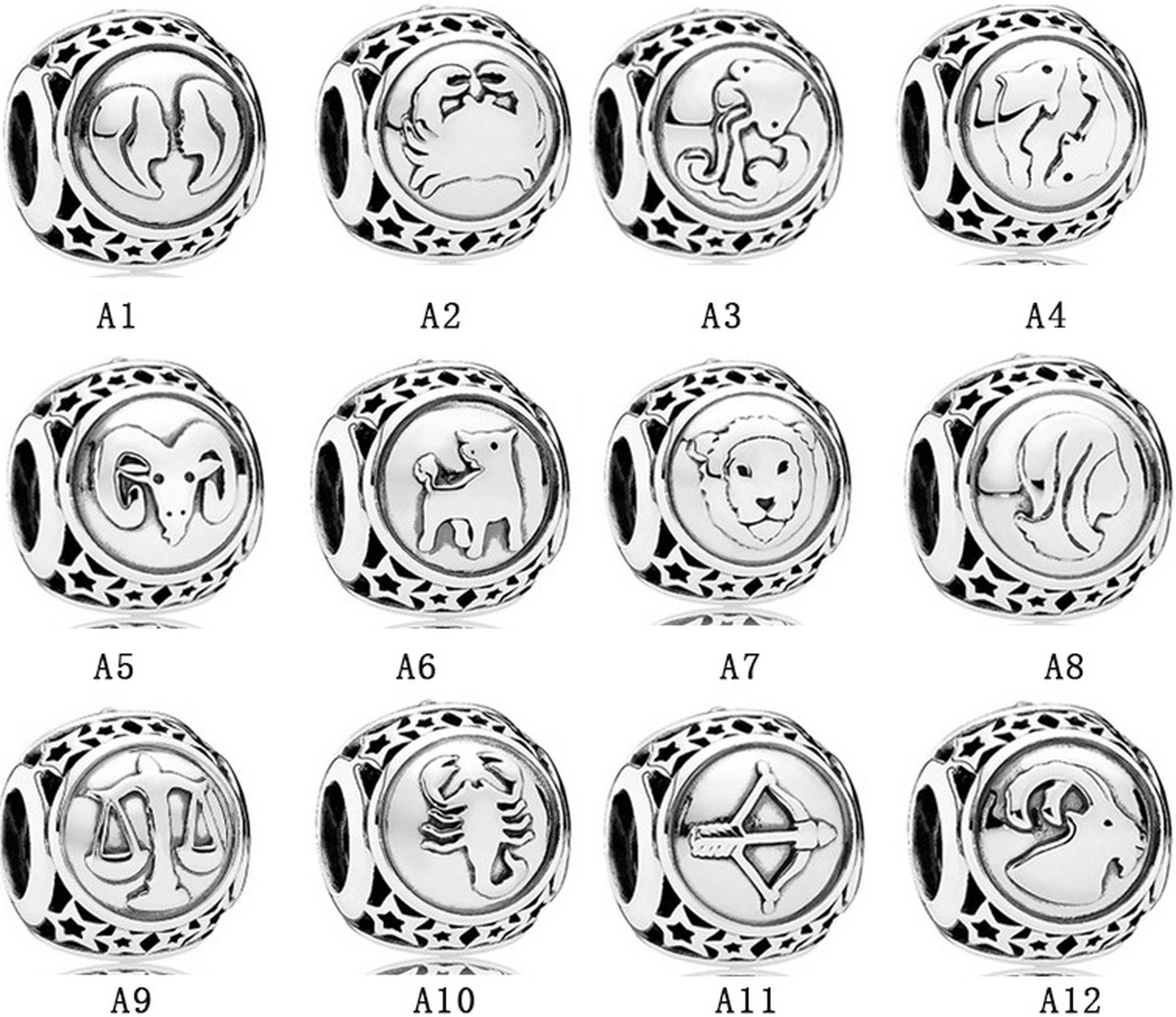 

Brand Fits Pandora Sterling Silver Bracelet Boy Girl Twelve Months Constellation Temperament Bracelet Bear Beads Charms Snake Charm Chain Fa, Black