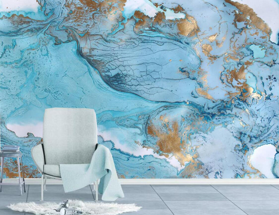 Custom wallpaper marble pattern pink blue background mural home decoration living room bedroom-image-729886827