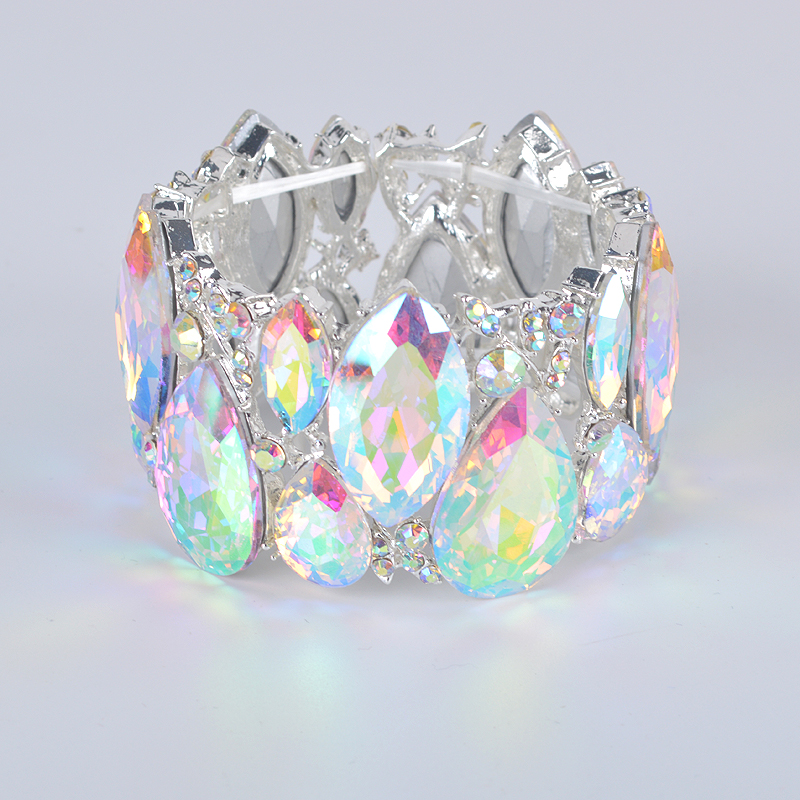 

Fashion New marquise Crystal Cuff Bracelets Bangles Big Stretch Bangle for Women wedding Bridal Bracelet Jewelry Gift for Girls