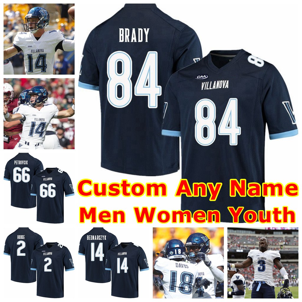 

Custom College Villanova Wildcats Football Jerseys Jack Schetelich Jersey Brian Westbrook Jaquan Amos Julian Williams Aaron Forbes Zach Bednarczyk Stitched, Men navy blue