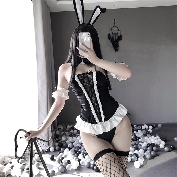 

Sexy Cosplay Costumes Black Velvet Bunny Girl Japanese Anime Rabbit Uniform Porno Party Outfit For Women Sex Lingerie AV Sets, Red