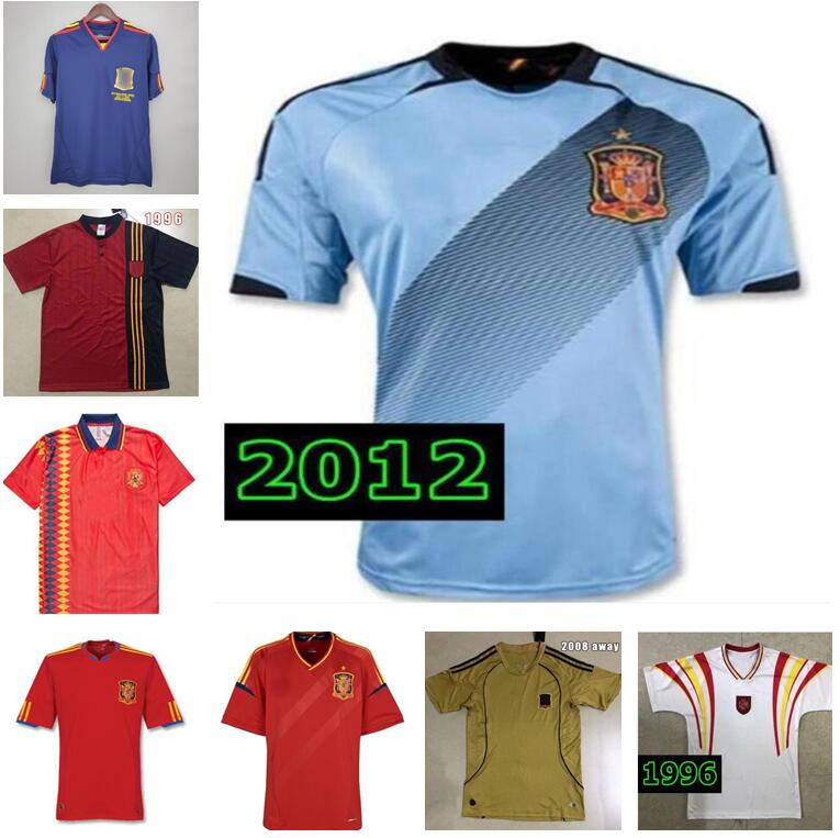 

1996 2002 2008 2010 2012 RAUL XAVI retro Soccer jersey 1994 Spain World Cup ABELARDO LUIS ENSRIQUE JOAQUIN ALONSO Football Shirts, Black;yellow