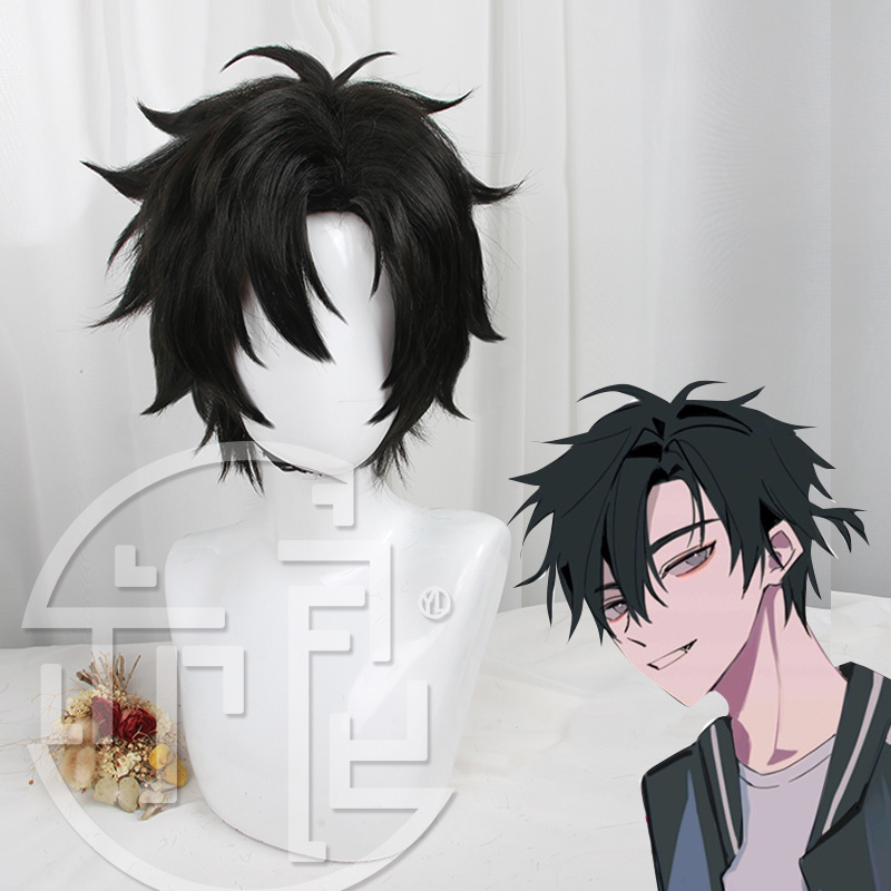 

Costume AccessoriesNew Limit DEVIL GAME Time Agent Cheng Xiaoshi Cosplay Wig Short Black Wig Halloween Carnival Party Anime Props, As photo
