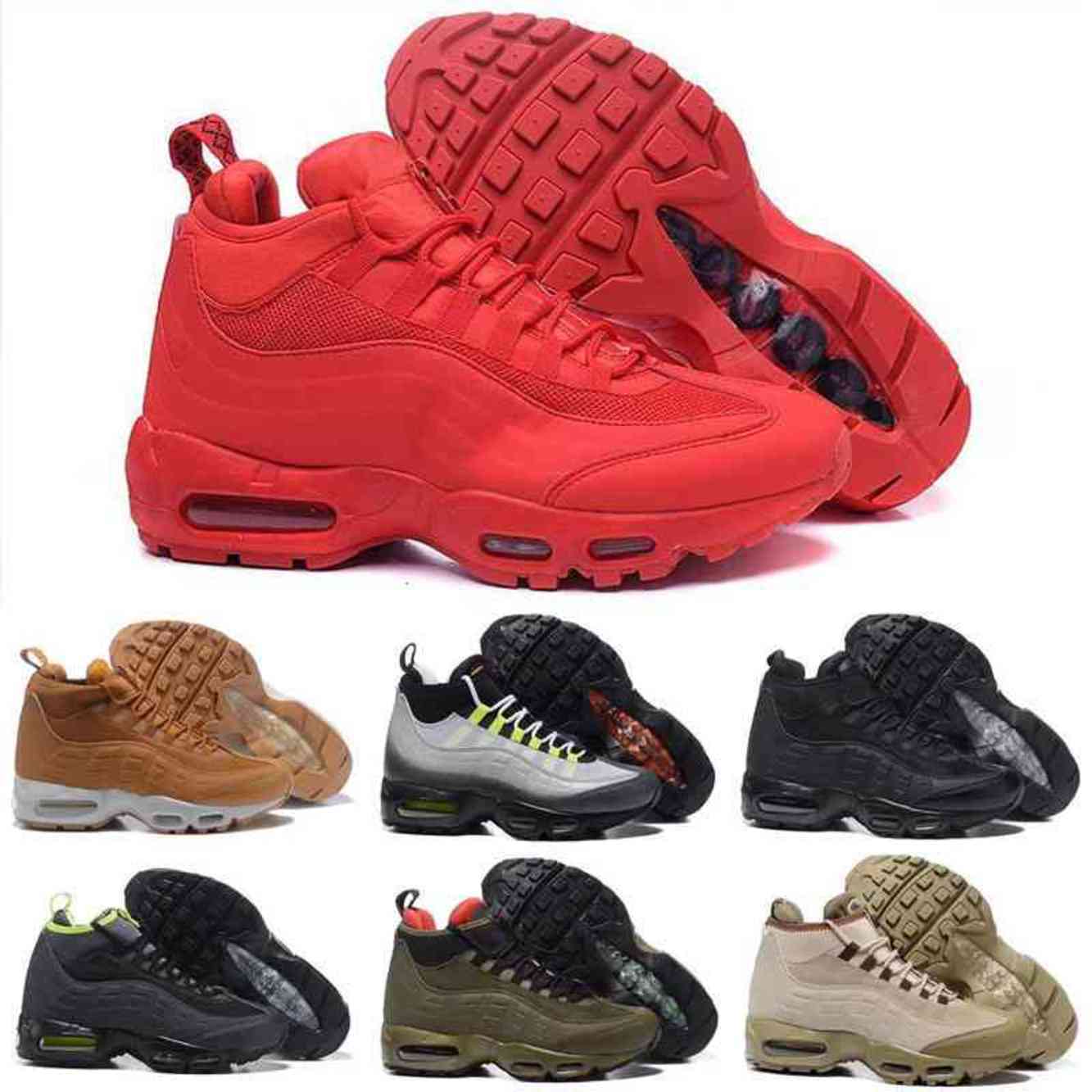 

Air Cushion Anniversary MID Mens Sneakerboot Black Army Green Training Sneakers Sport Shoes, As photo 1