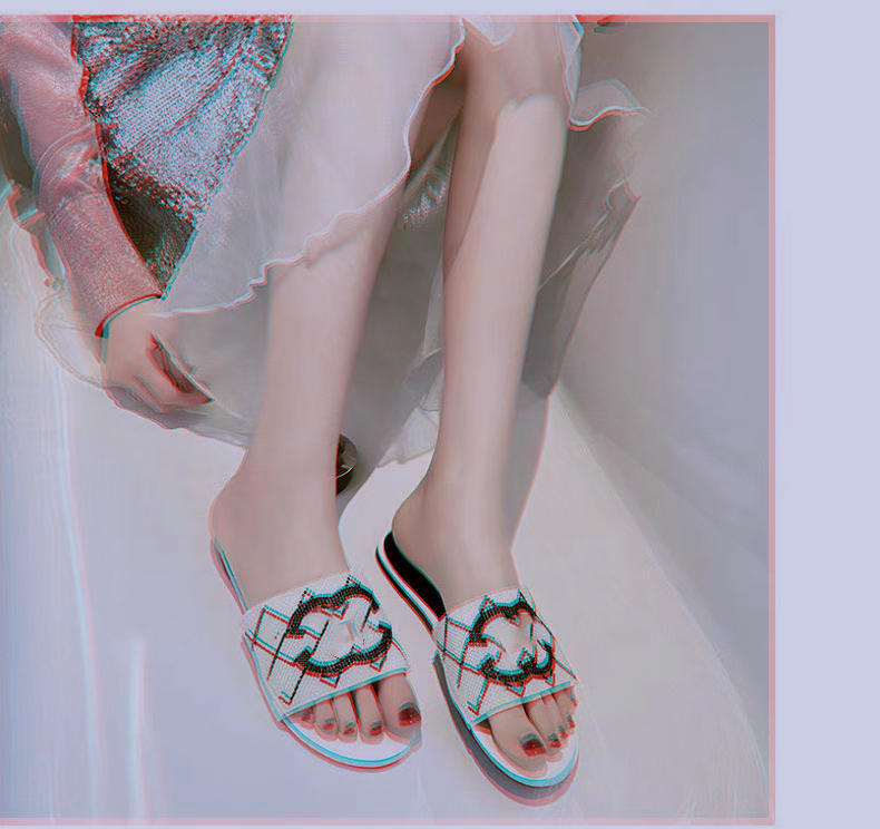

2021small sweet contracted wind summer sandals slippers to wear outside letters wear-resisting non-slip, Black