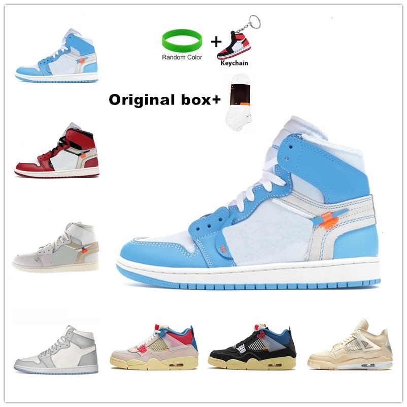 

[With Box ]Jumpman 1 Basketball Shoes Barb High Top Union 1s Ow Joint Chicago North Carolina Blue Obsidian Shadow Gray Black Red Toe Casual, Customize
