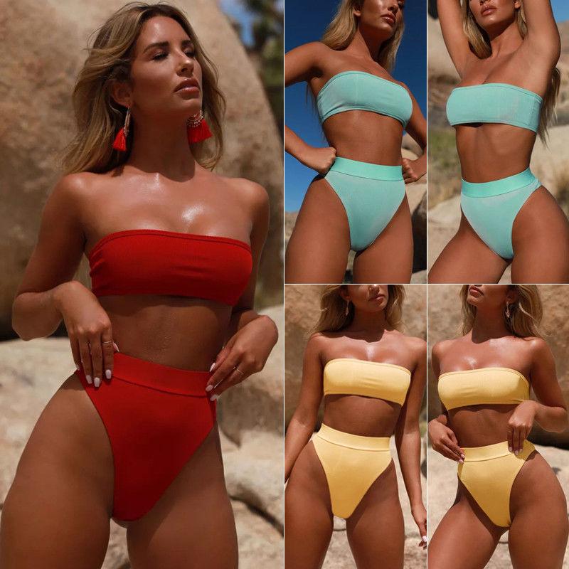 

Women' Swimwear Sexy Womens Bikinis Set High Waist Bandage Bikini Ladies Swimsuit Bathing Suits Monokini Biquini Beach Wear, Blue