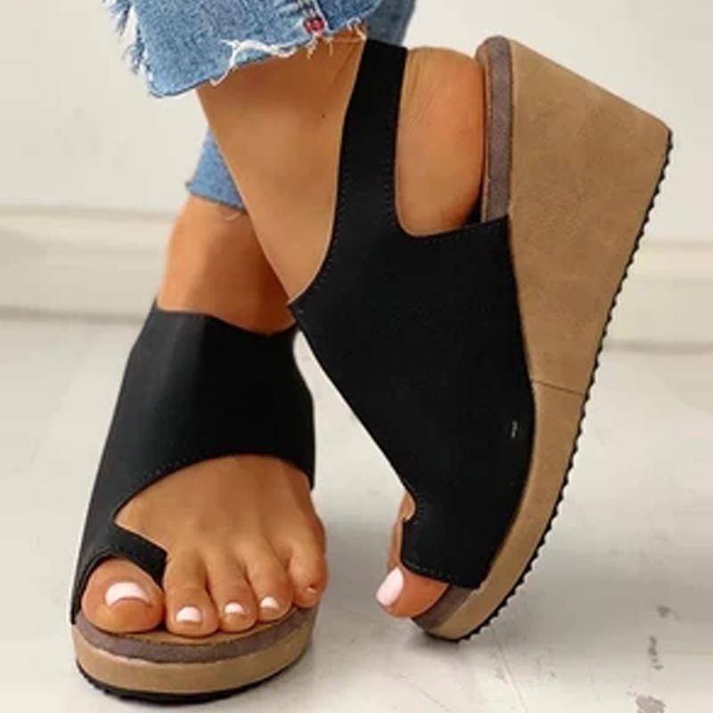 

Wedges Women Sandals High Heels Platform Gladiator Ladies Shoes Summer Buckle Strap Open Toe Roman Beach Flip Flops Sandalias, Black