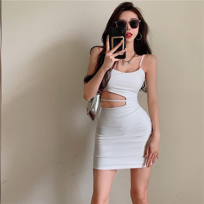 

European and American style er hot sexy sweetheart waist hot girl bag hip strap dress female summer sleeveless tight dressswimwear Bathing, Black