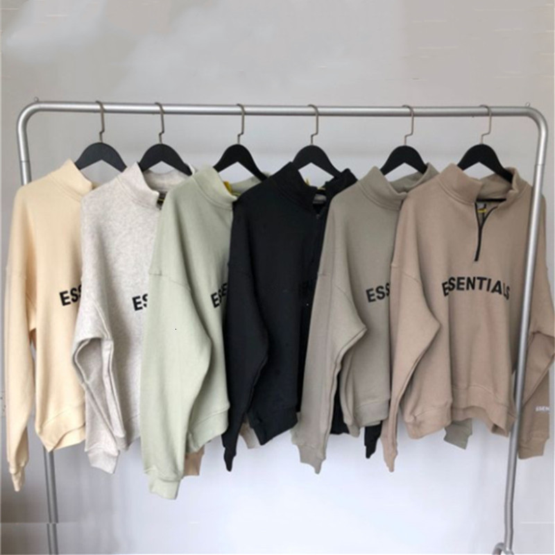 

Fear of god essentials 2021 New Aw Reflective Fog Essentials Half-zip Sweatshirt Men Women 1:1 Best Quality Hoodie Crewneck 7ili, Black