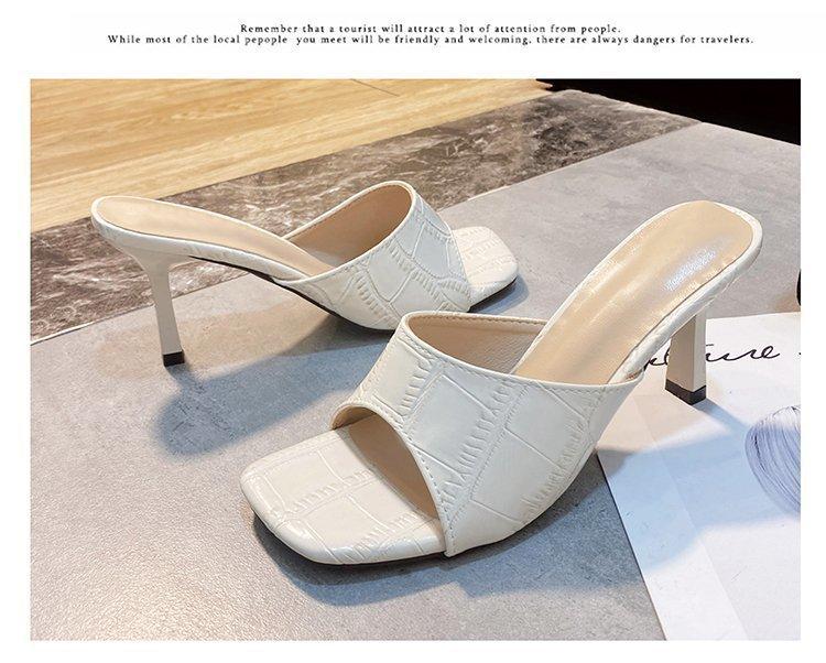 

Sandals Summer 2021 Flip-flop Slip-Heeled Open Toe Square Heels High Heeled Slipper Ladies, Black