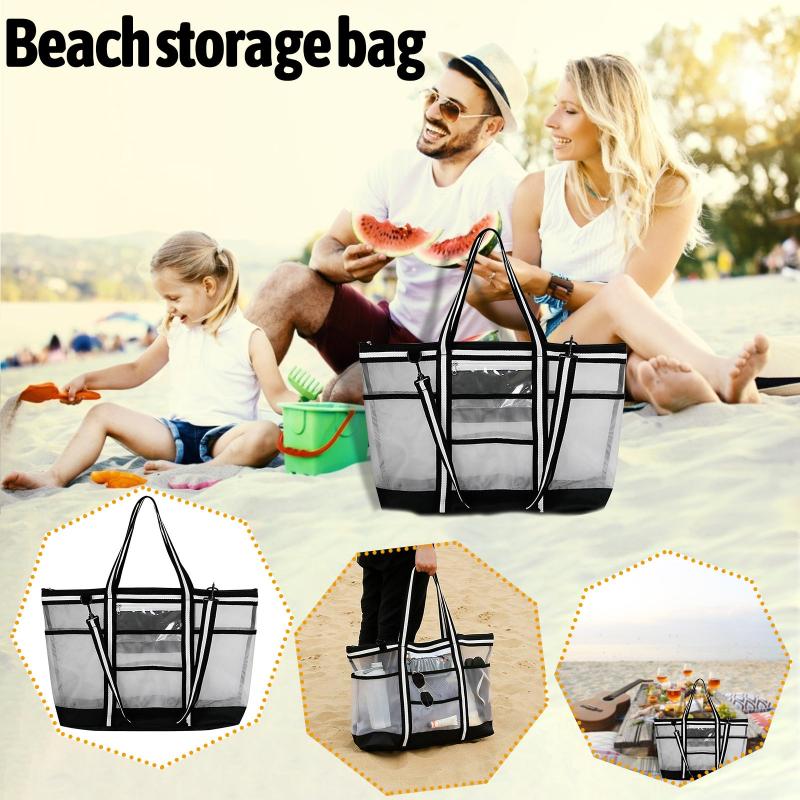 

Duffel Bags Large Capacity Mesh Bag Breathable Multiple Pockets Storage For Beach Picnic Travel Pouch Handbag