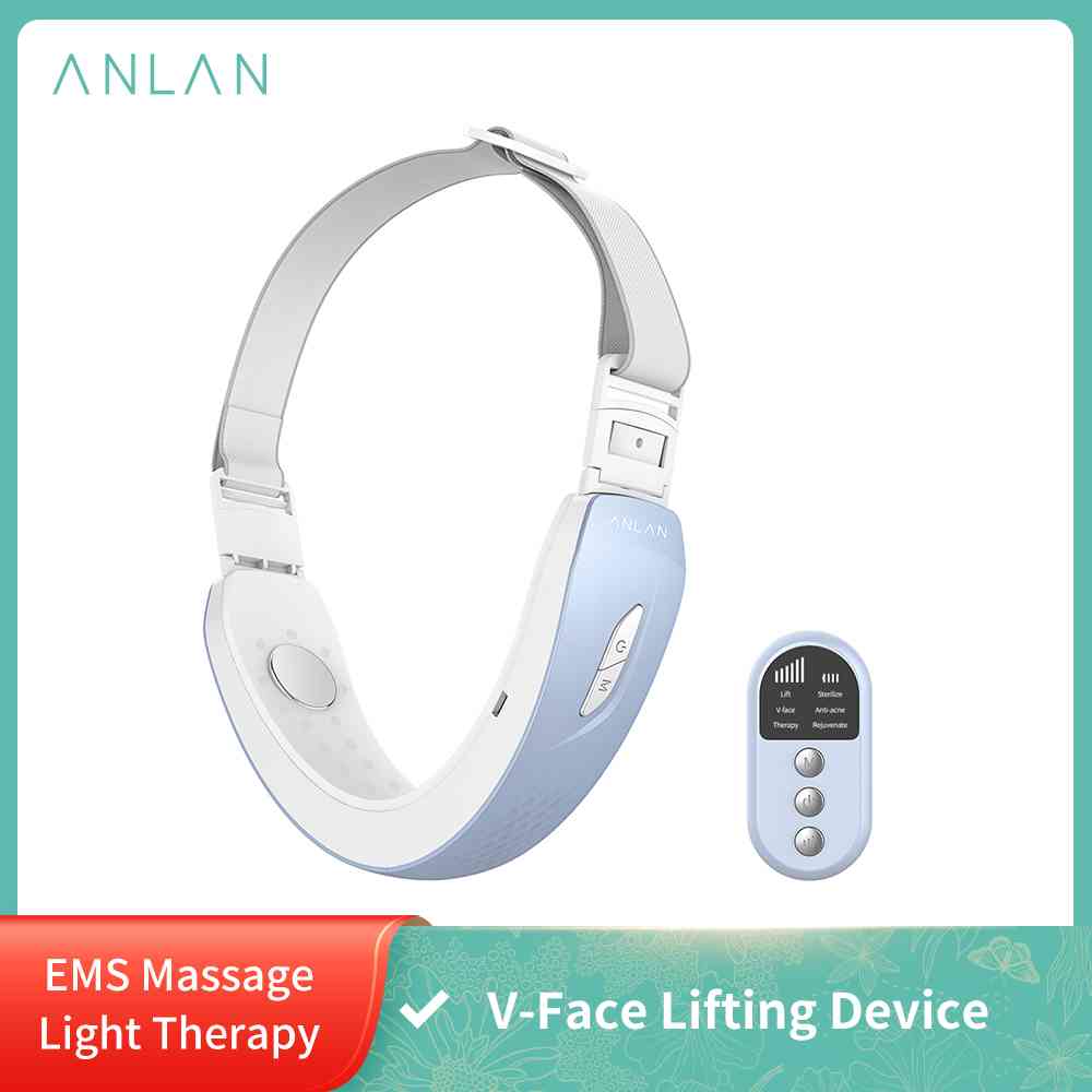 

ANLAN V-Face Lifting Device Chin V-Line Up Lift Belt Red Blue LED Photon Light Therapy EMS Massage Face Care Slimming Machine Q0607