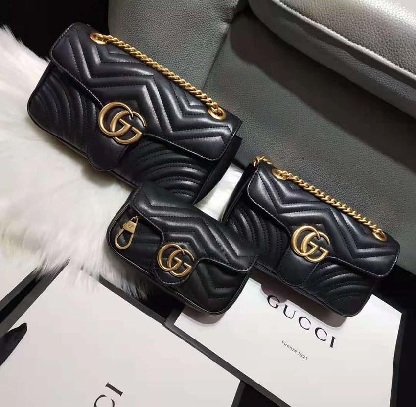 

GUCCI 3 Size Real leather High quality Women Lady Fashion Marmont GG Bags Genuine Leathers Crossbody Handbags Purses Backpack tote Shoulder Bag, No bag