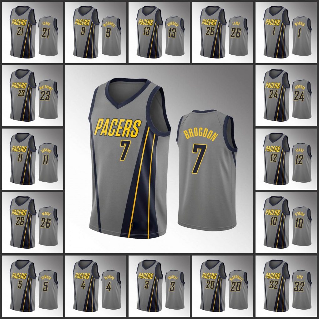 

IndianaPacersMen Malcolm Brogdon T.J. Warren Domantas Sabonis Victor Oladipo Doug McDermott Jersey, Black