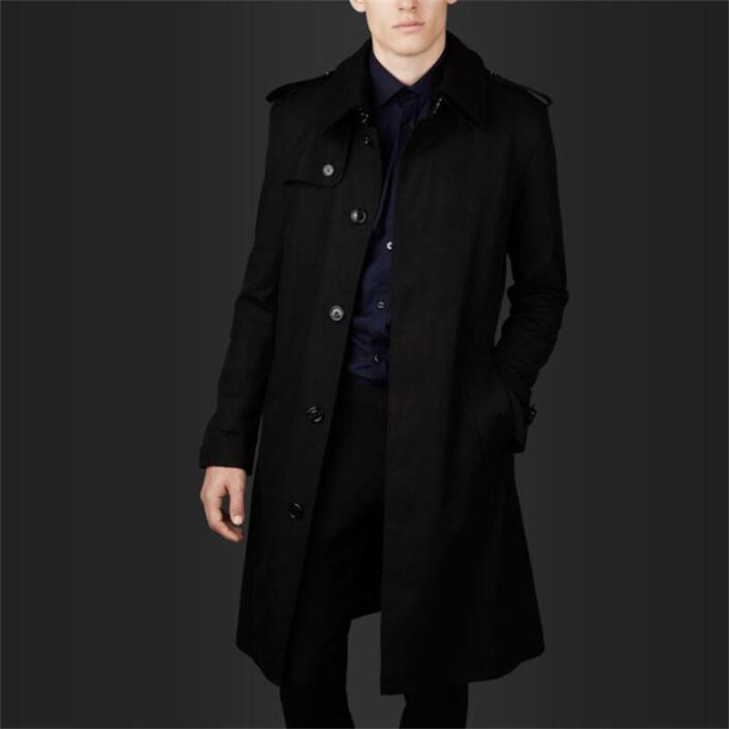 

Men' Trench Coats Mens Man Single-breasted Windbreaker Men Clothes Slim Overcoat Long Sleeve 2021 Designer Spring Black Autumn