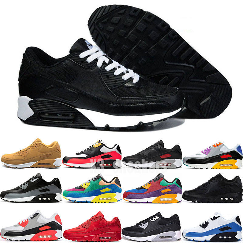 

2021 fashion Men womens classic 90 Running Shoes Black Red White Sport Trainer Cushion Surface Breathable Sports designer Shoe sz 36-46 x32
