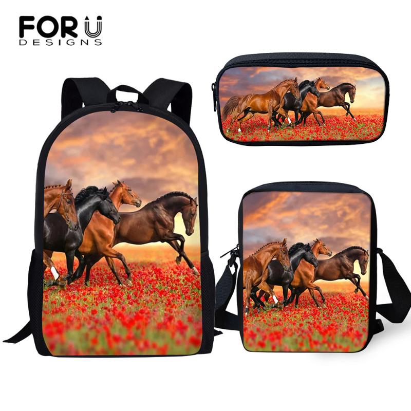 

Children's Fashion Backpack Flower Horses Animal Pattern Book Bag Primary School Kids Bag/Flaps Bag/Pen Bags