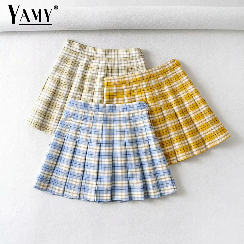 

Summer high waisted skirt mini vintage woman skirts elegant pleated plaid skirts womens 2021 kawaii skirts korean, Green plaid skirt