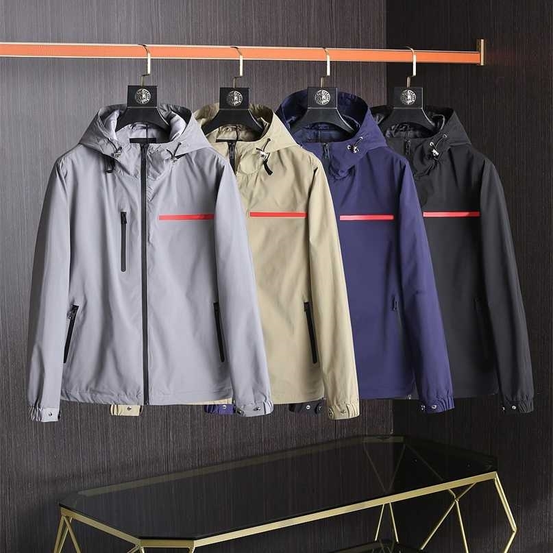 

men's jacket Autumn Waterproof Fabric Outdoor Casual Hooded Zipper Cardigan Solid Color Versatile Style High Quality 211110, Black