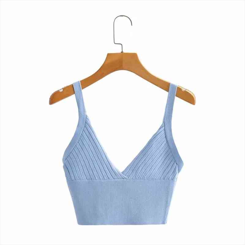 

Za Corset Crop Top Blue Women Cami Straps Y2k Aesthetic Fashion Ribbed Knitted Backless Summer Female Tank Tops Camis, White