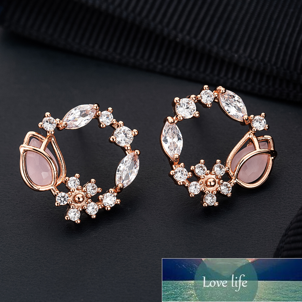 

Korean Elegant Crystal Flower Drop Earrings for Women Charm Sweet Cherry Blossoms Zircon Earring Anniversary Party Jewelry Gift Factory price expert design Qualit