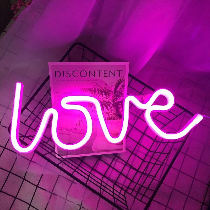 

Night Lights LED Neon Love Shape Light Sign Lamp Battery USB Double Powered Nightlight For Indoor Christmas Wedding Birthday