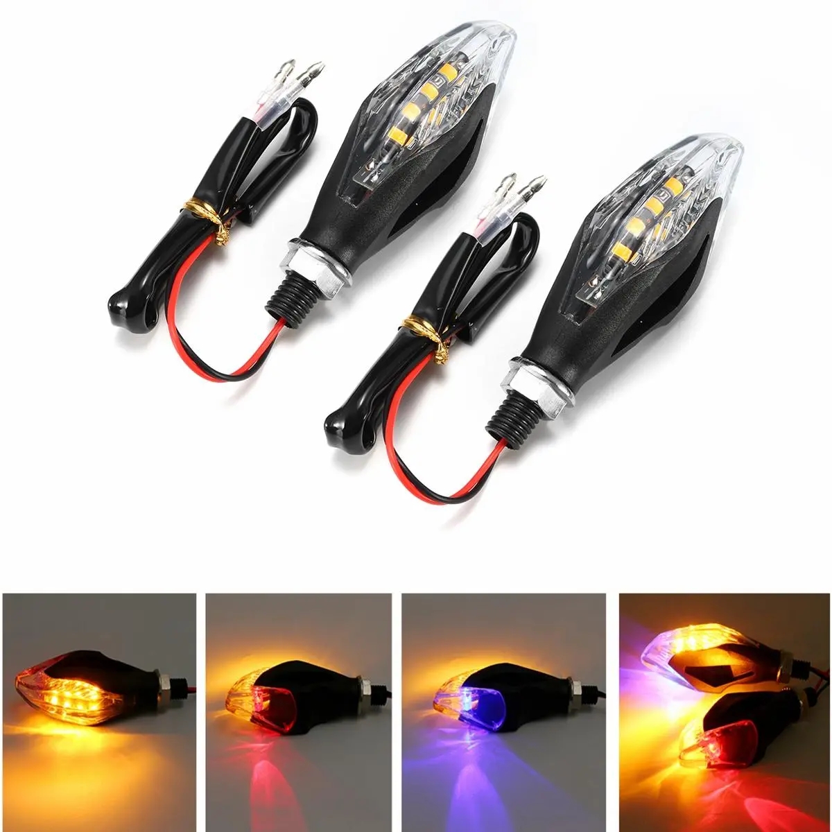 

12V 8LED Universal Motorcycle Bike Amber LED Turn Signal Indicator Blinker Lights