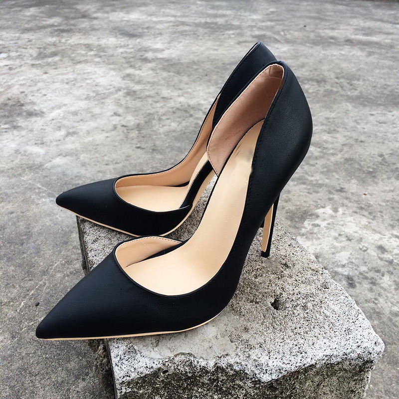 

Women Sexy D'Orsay High Heels Shoes Pointed Toe Cut-outs Elegant Ladies Party Shoe Thin Stiletto Fashion Black Matte Pumps Sandals, Eu 45 about 27.5 cm feet length