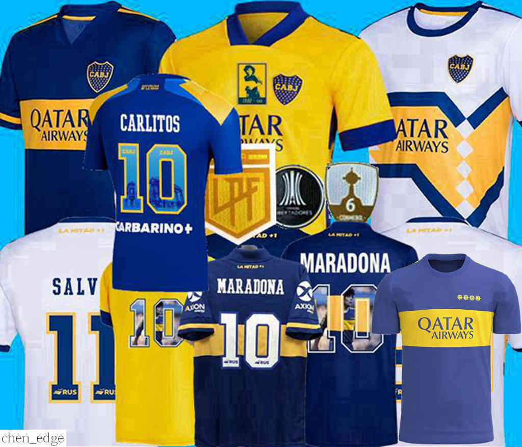 

2021 2022 Boca Juniors Soccer Jerseys CARDONA MARADONA DE ROSSI TEVEZ ALEXIS SALVIO MAURO home away 3rd 4th 20 21 22 football shirt, Black;yellow