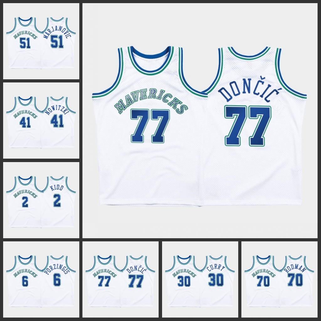 

DallasMavericksMen Luka Doncic Boban Marjanovic Dirk Nowitzki Dennis Rodman Retro Classic White Jersey