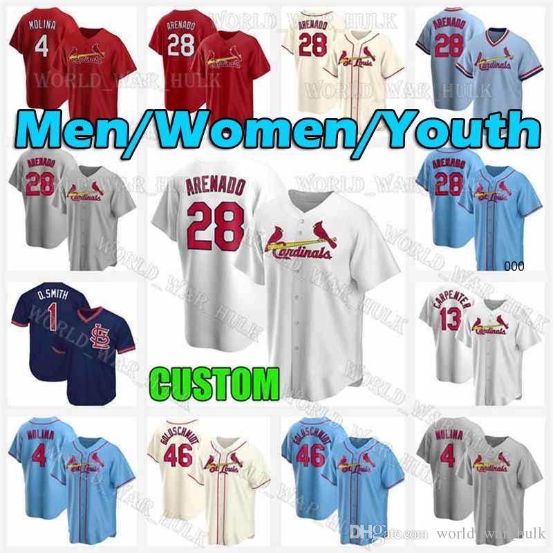 

Men Youth Women St. Louis Cardinals 46 Paul Goldschmidt Jersey 28 Nolan Arenado 4 Yadier Molina Ozzie Smith Baseball 50 Adam Wainwright, Blue;black