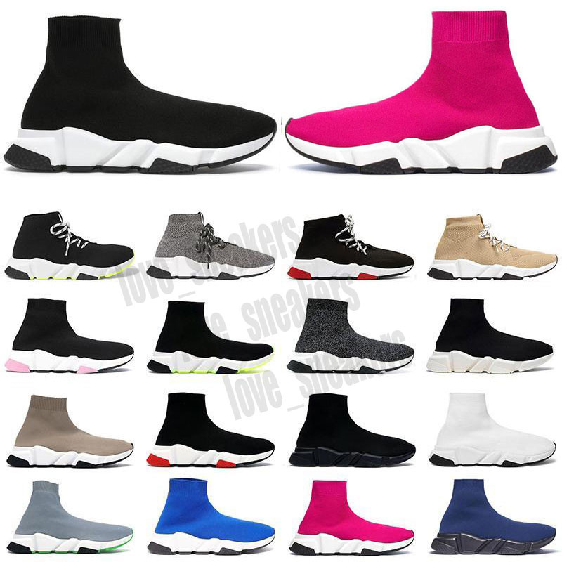 

[Shipped ASAP] 2021 designer men womens Casual casual Shoes Black White TripleS speed trainer Stretch-Knit sock boots runners sneakers L48, # 19